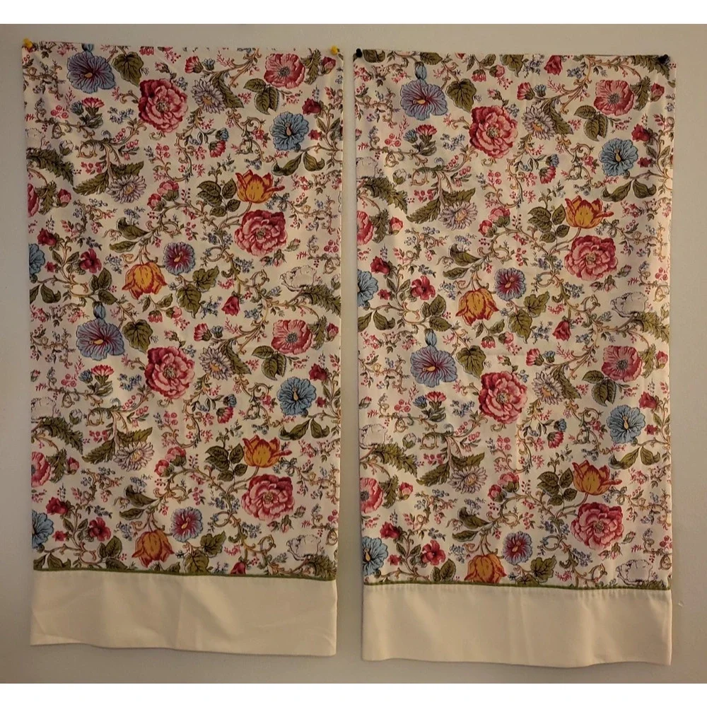 Vintage Pink Cabbage Rose Floral Springmaid King Pillowcases Cottagecore 20x39